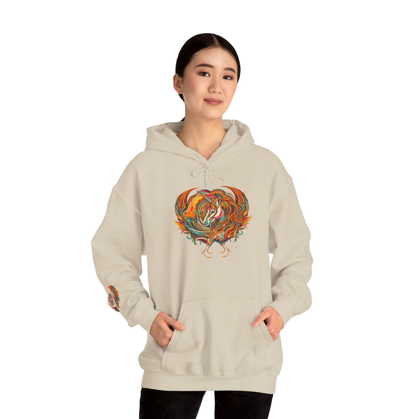 Colorful Heart Design Hooded Sweatshirt, Cozy Sweatshirt, Unisex Pullover, Gift for Him, Gift for Her, Casual Wear, Layering Essentials