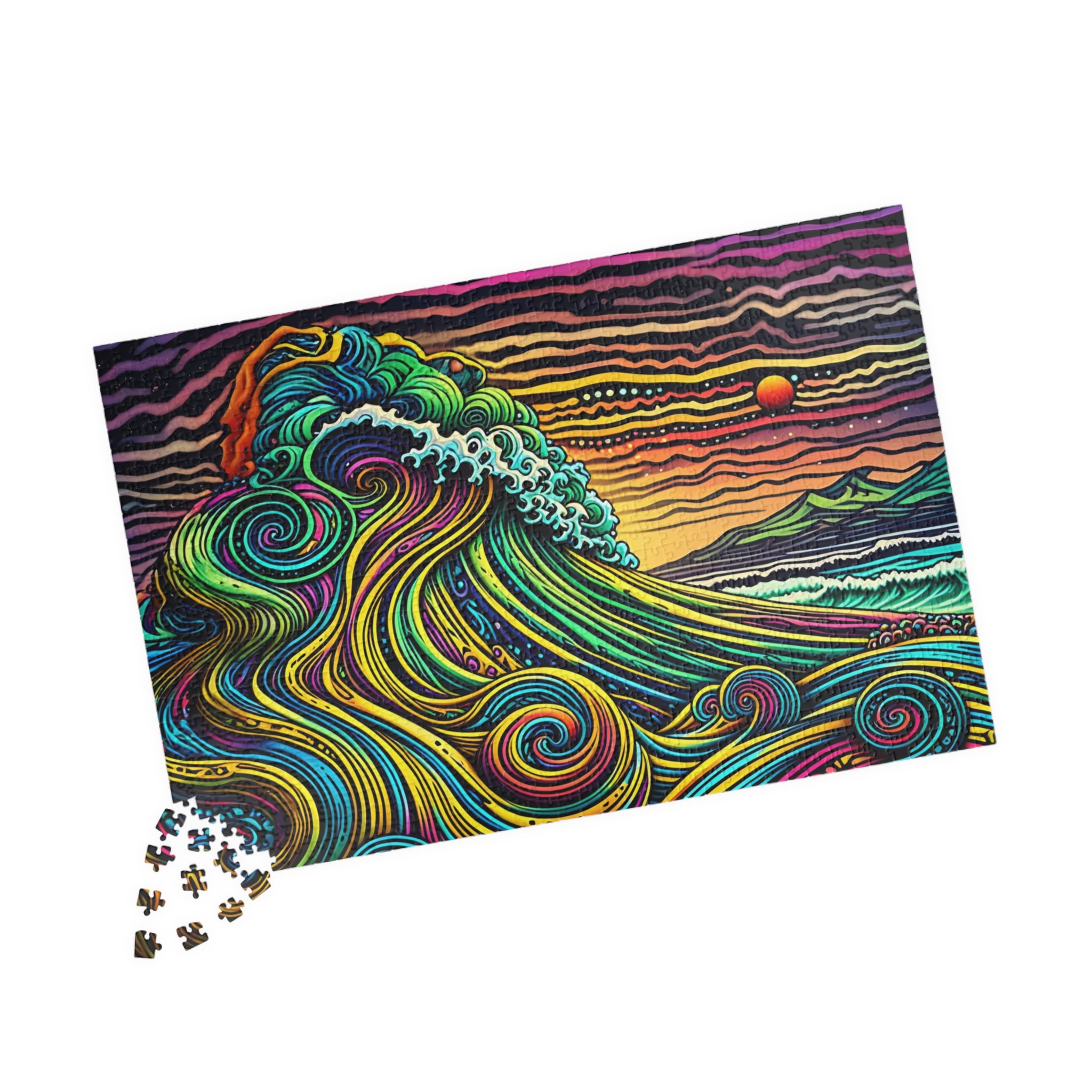 Puzzle Set - Artistic Wave Ocean Scene, Relaxing Family Activity, Home Decor, 110-1014 Piece Options