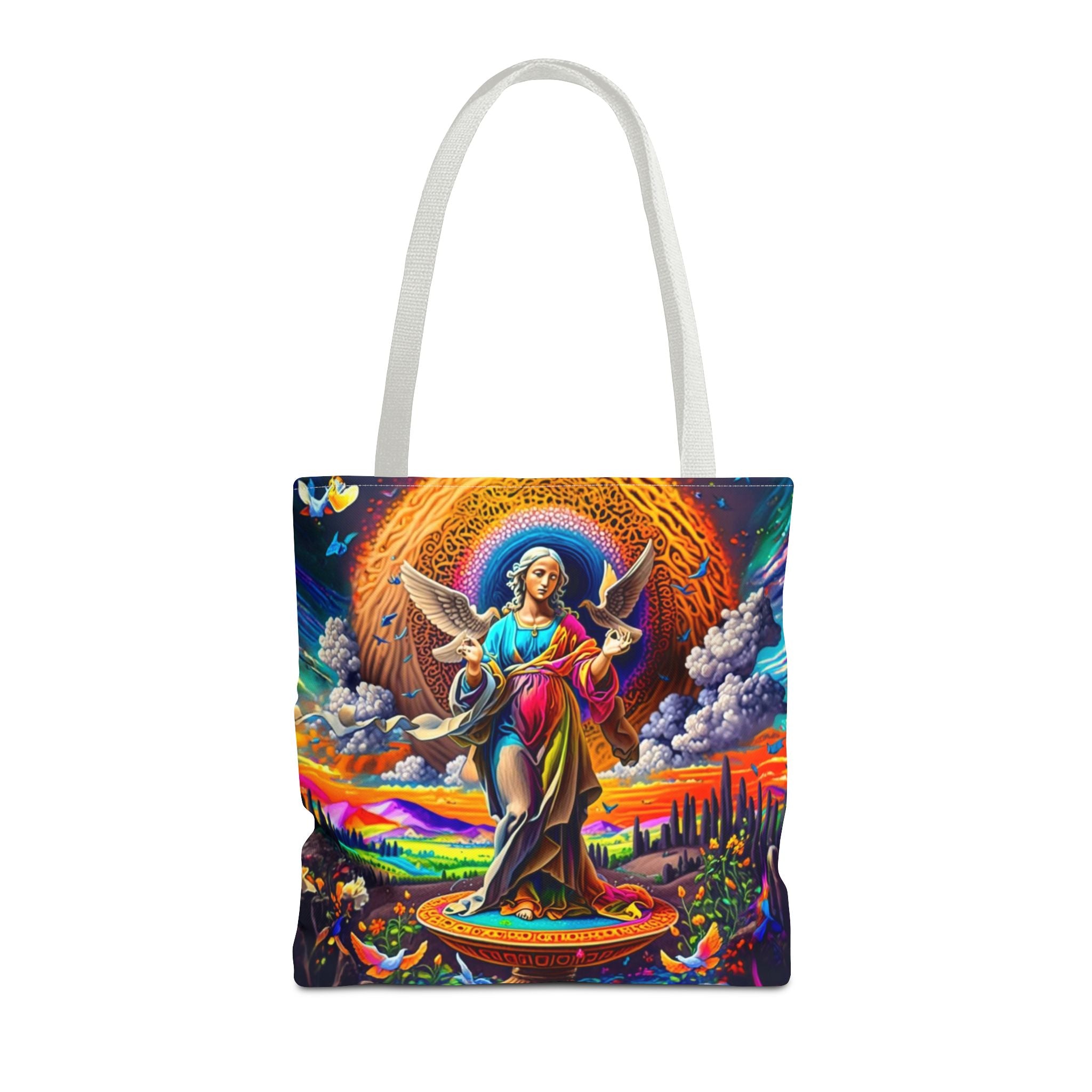 Vibrant Art Tote Bag - Spiritual, Colorful, Angular Design for Everyday Use, Perfect for Gifts, Shopping, Beach Days, Festivals, and Yoga