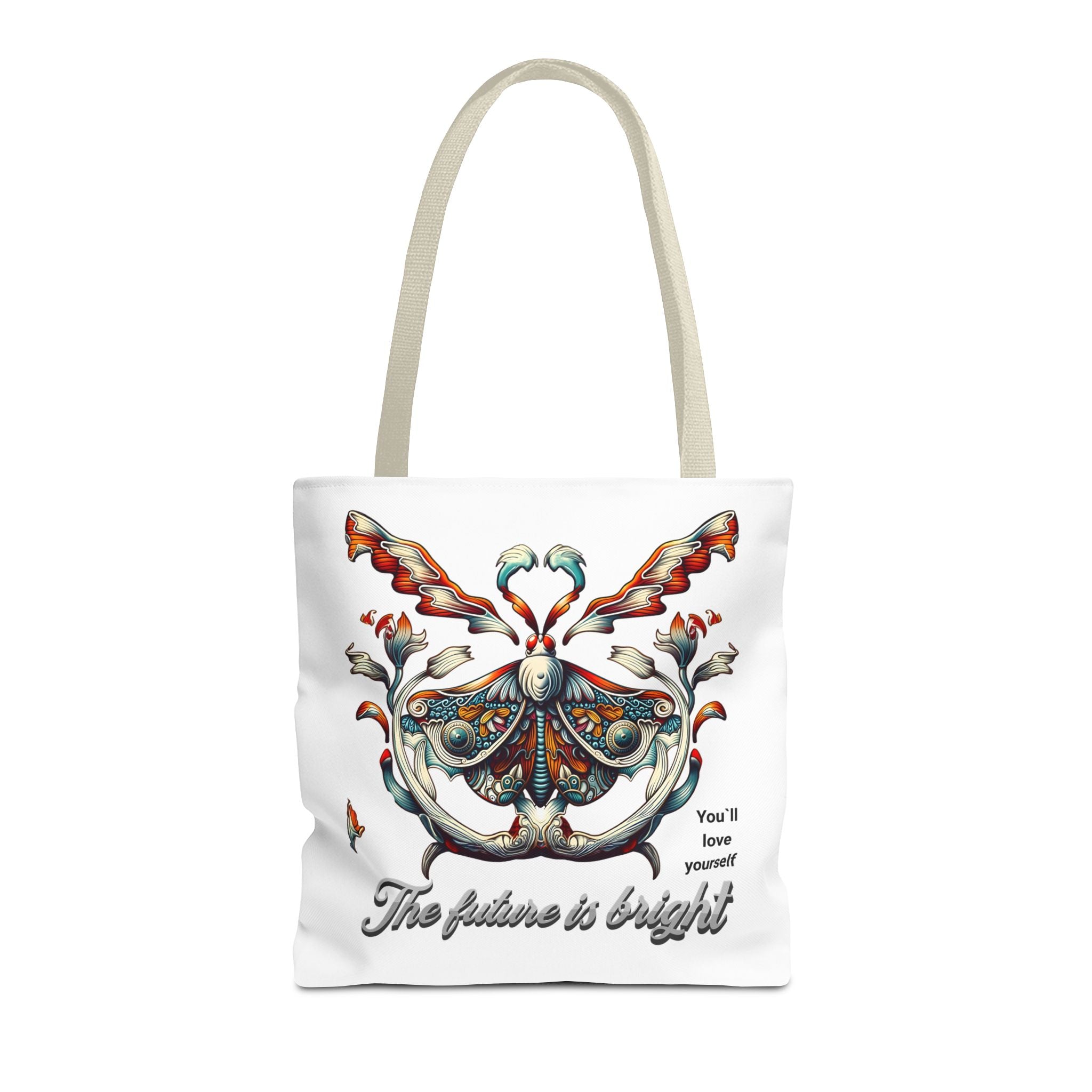 Bright Future Butterfly Tote Bag — Inspirational Floral Art AOP Tote