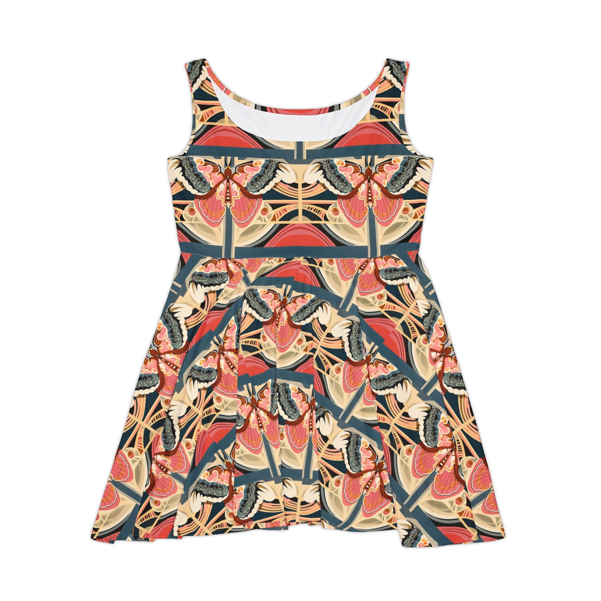 Butterfly Mosaic Skater Dress — Vintage Floral Print