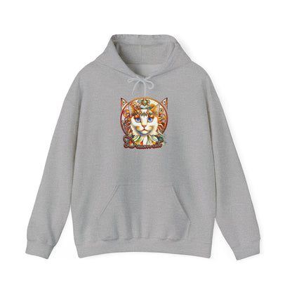 Whimsical Cat Hoodie, Cozy Animal Sweatshirt, Unique Gift for Cat Lovers, Warm Apparel for Any Occasion, Illustrated Cat Design
