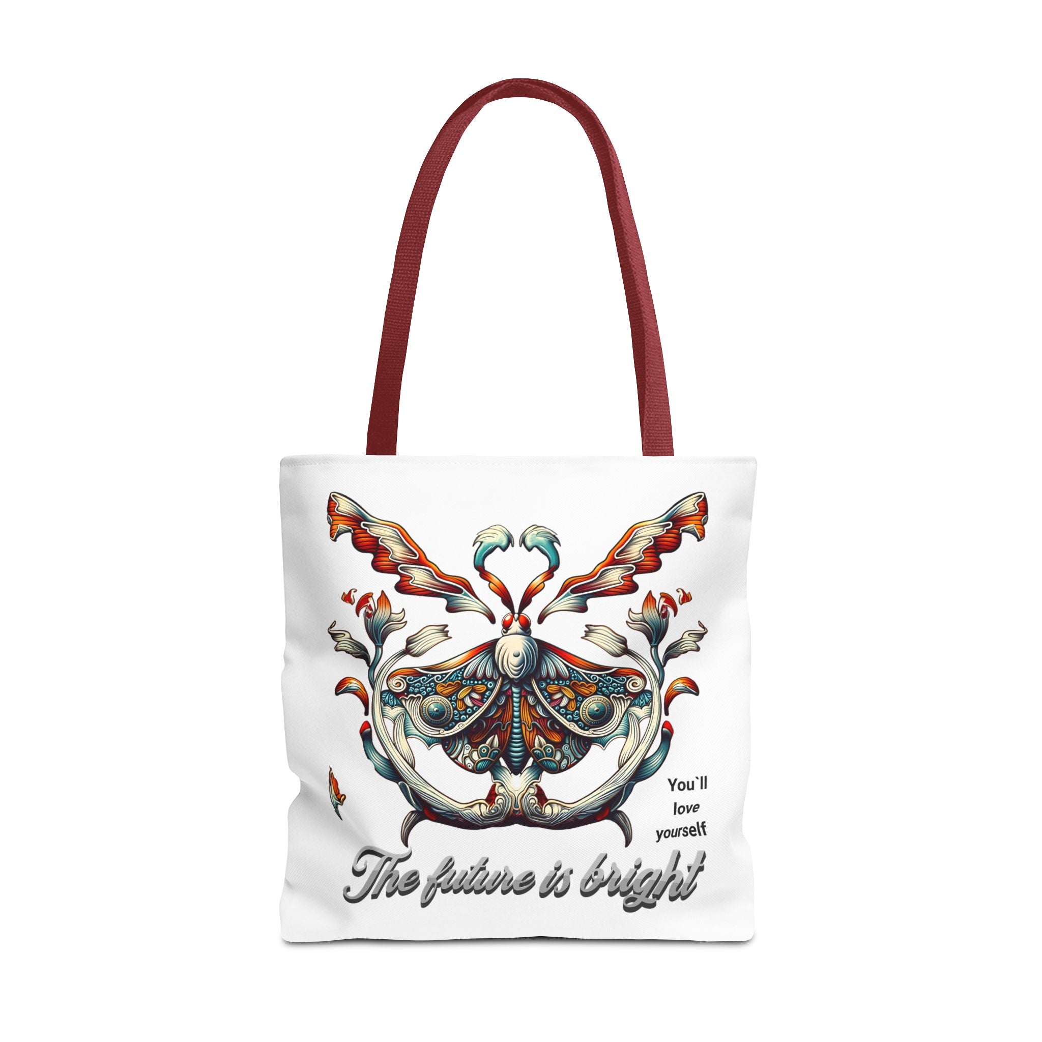 Bright Future Butterfly Tote Bag — Inspirational Floral Art AOP Tote