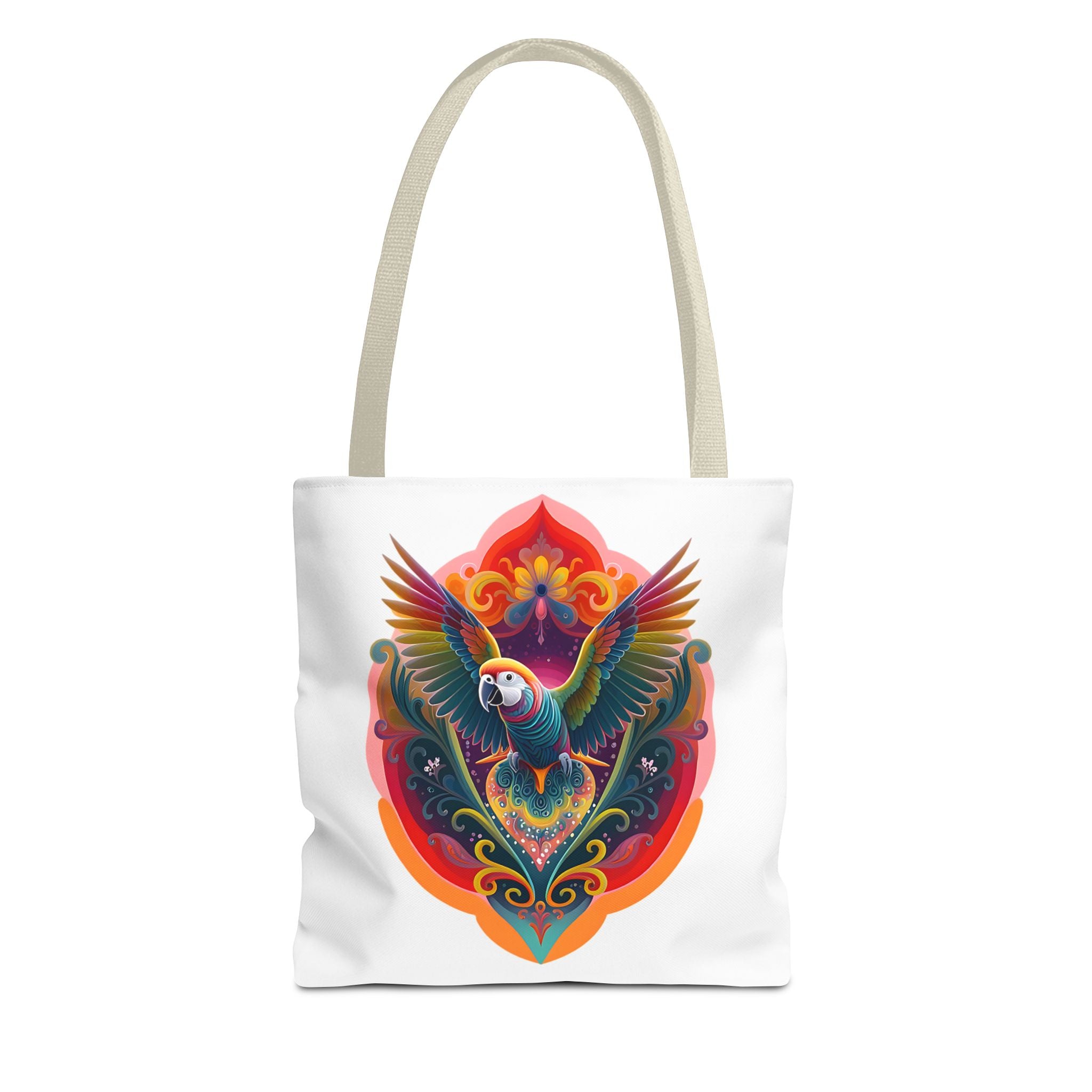 Colorful Parrot Tote Bag, Boho Chic Bag, Sustainable Shopping Tote, Beach Bag, Eco-Friendly Gift, Colorful Art Accessory, AOP Design