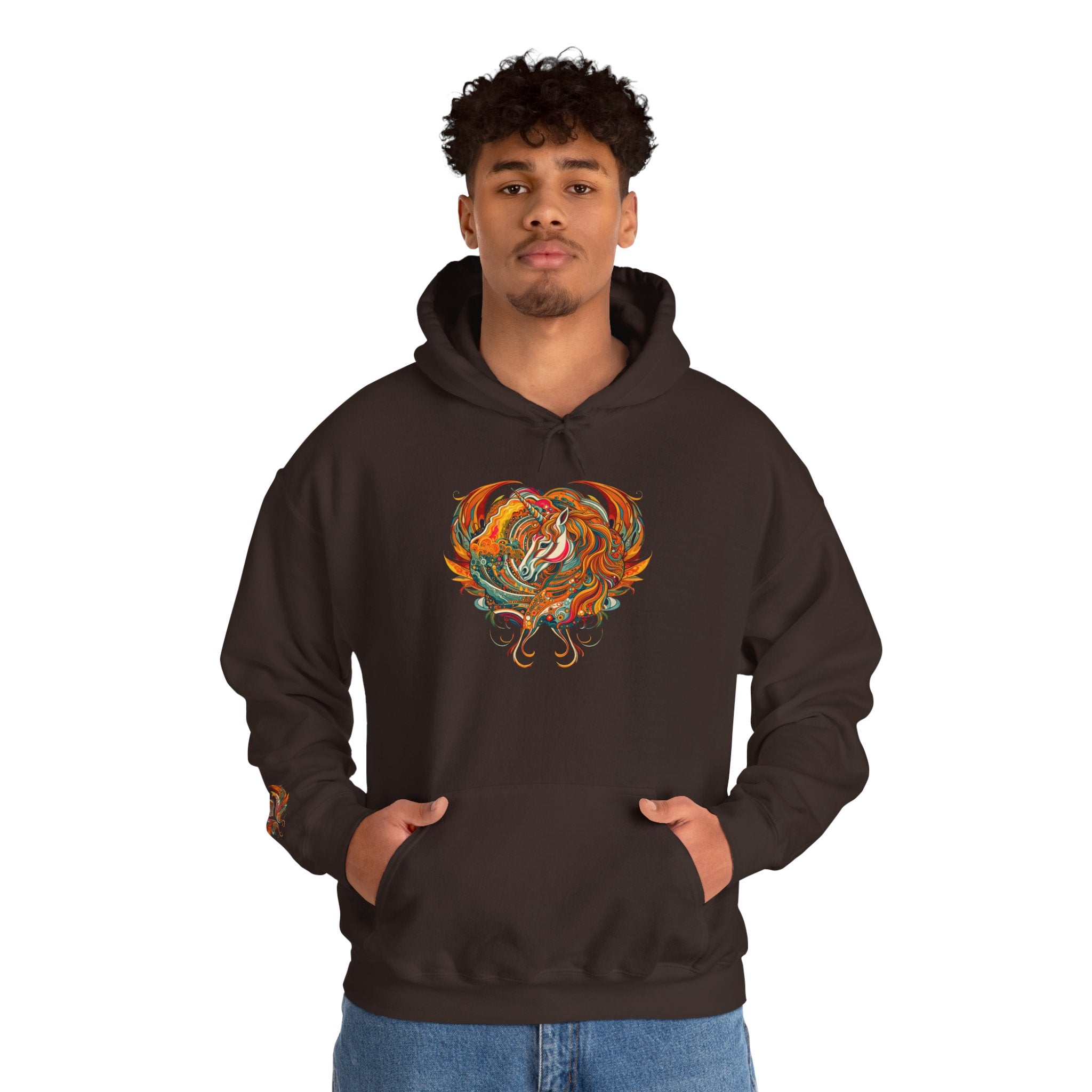 Colorful Heart Design Hooded Sweatshirt, Cozy Sweatshirt, Unisex Pullover, Gift for Him, Gift for Her, Casual Wear, Layering Essentials