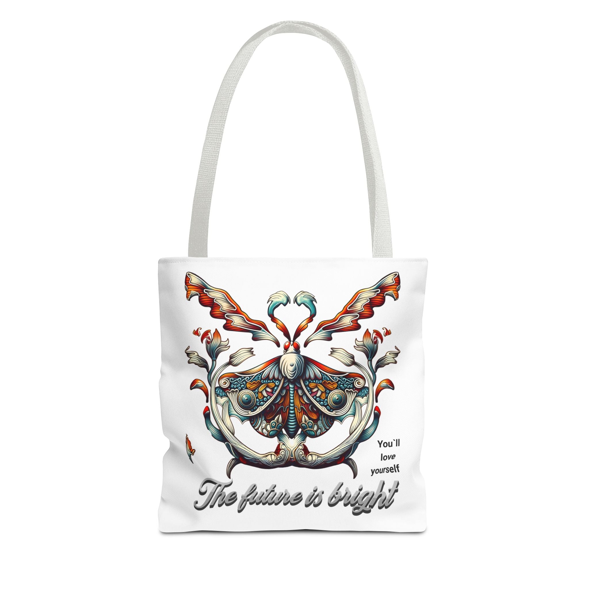 Bright Future Butterfly Tote Bag — Inspirational Floral Art AOP Tote