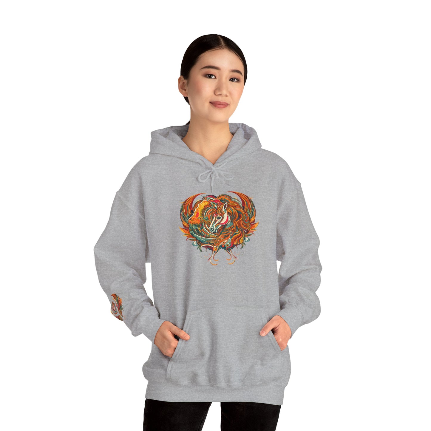 Colorful Heart Design Hooded Sweatshirt, Cozy Sweatshirt, Unisex Pullover, Gift for Him, Gift for Her, Casual Wear, Layering Essentials