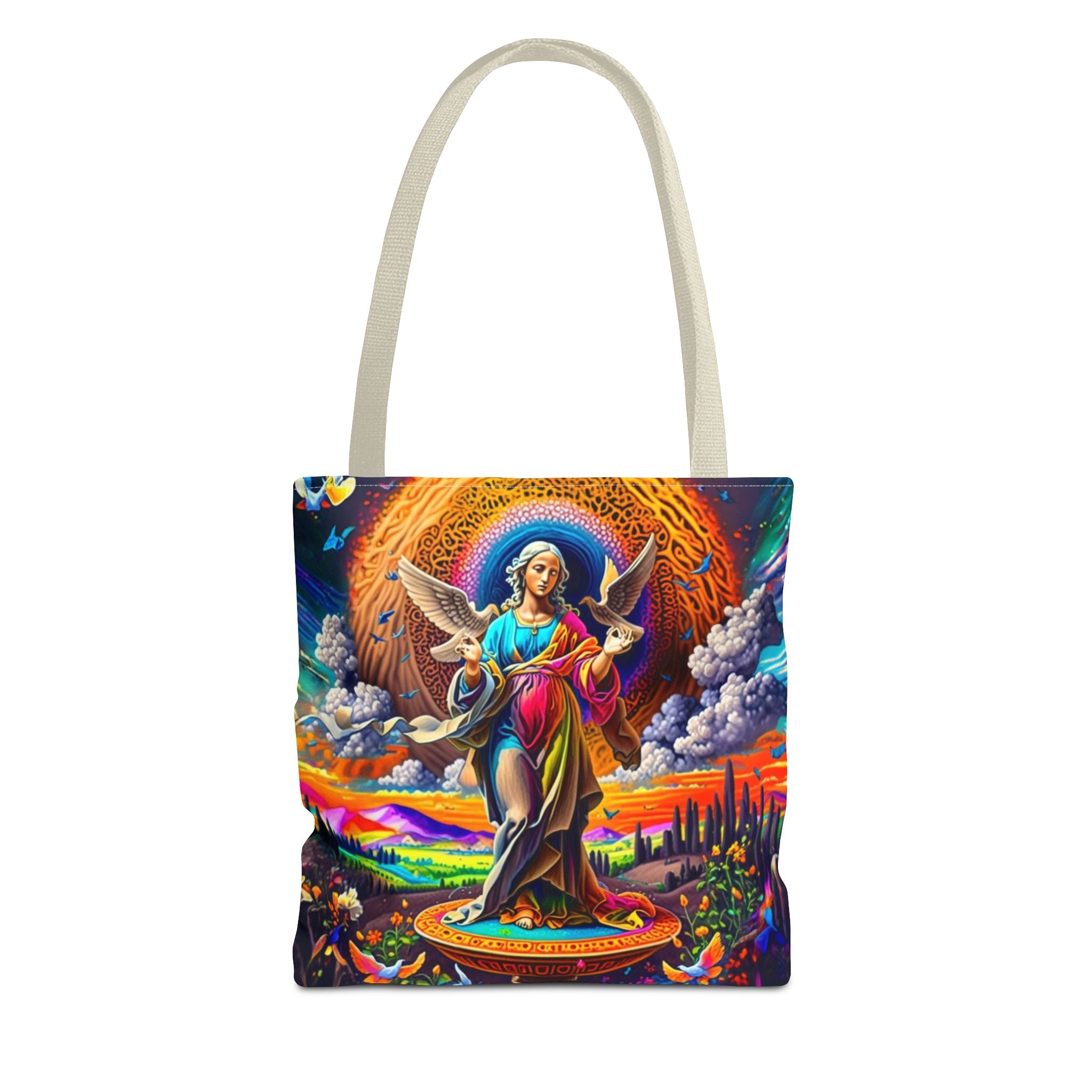 Vibrant Art Tote Bag - Spiritual, Colorful, Angular Design for Everyday Use, Perfect for Gifts, Shopping, Beach Days, Festivals, and Yoga