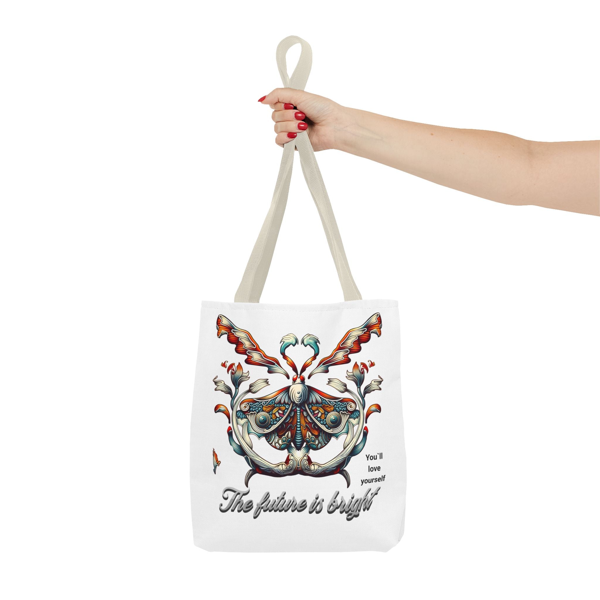 Bright Future Butterfly Tote Bag — Inspirational Floral Art AOP Tote