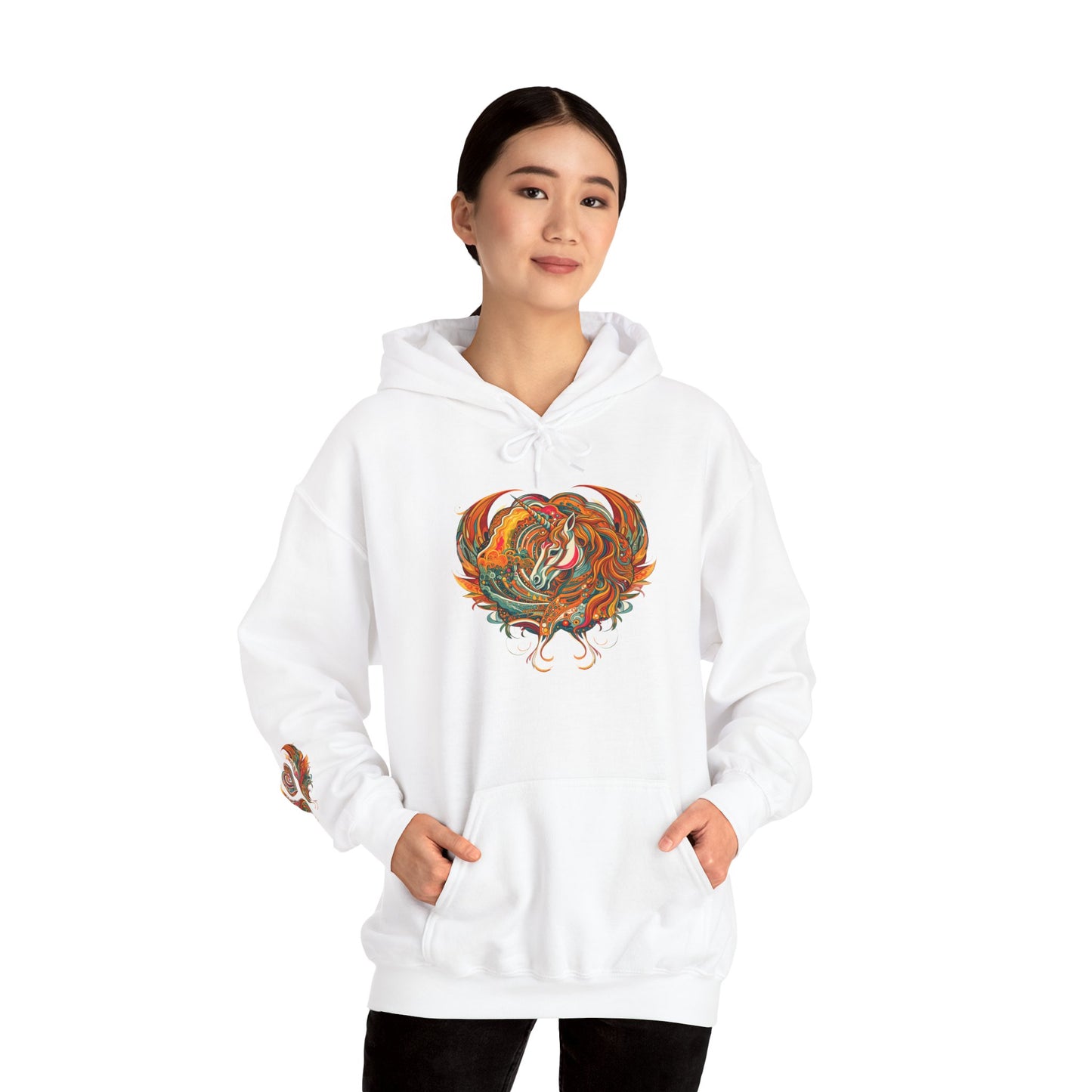 Colorful Heart Design Hooded Sweatshirt, Cozy Sweatshirt, Unisex Pullover, Gift for Him, Gift for Her, Casual Wear, Layering Essentials