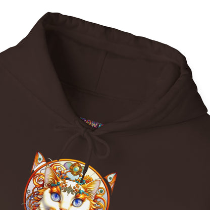Whimsical Cat Hoodie, Cozy Animal Sweatshirt, Unique Gift for Cat Lovers, Warm Apparel for Any Occasion, Illustrated Cat Design