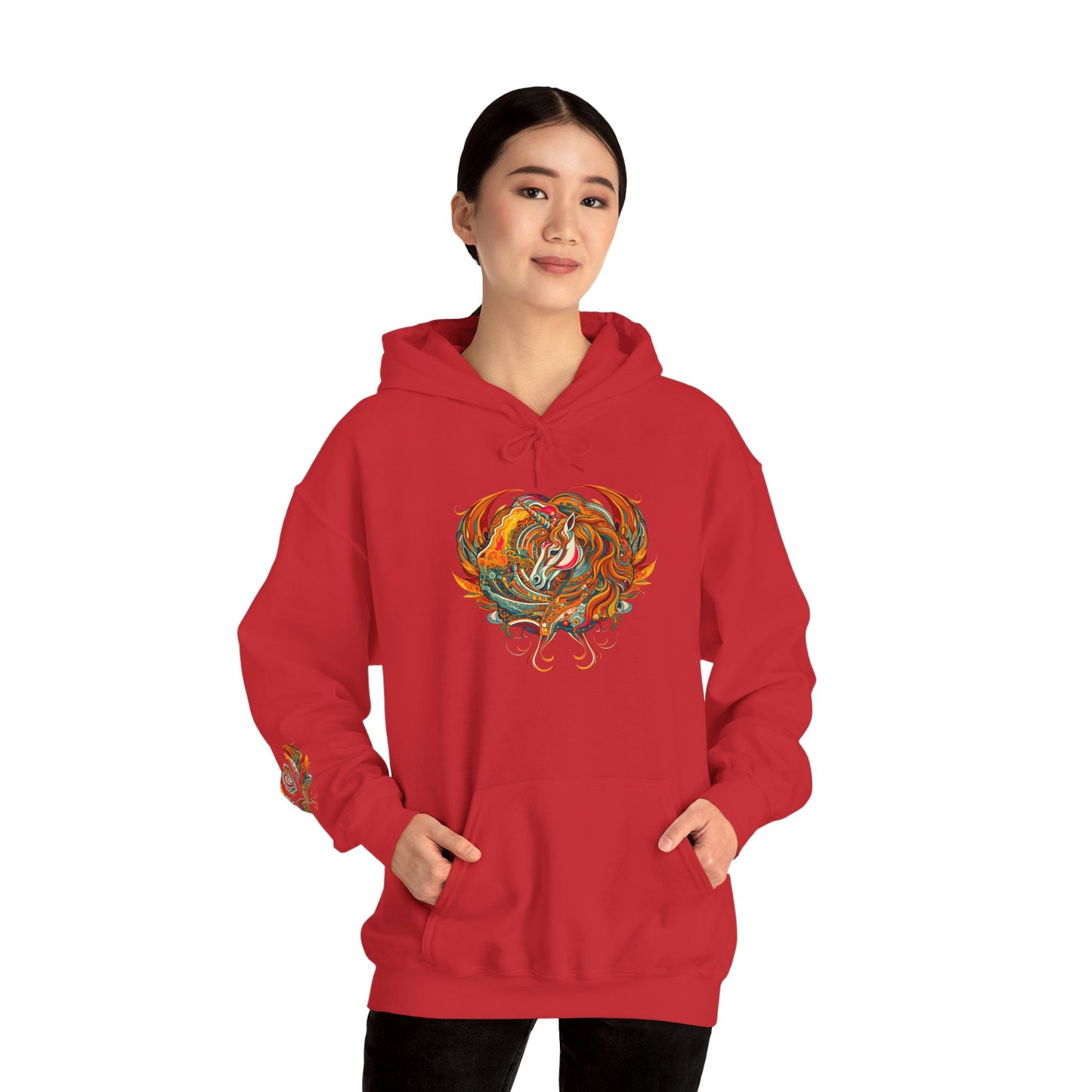 Colorful Heart Design Hooded Sweatshirt, Cozy Sweatshirt, Unisex Pullover, Gift for Him, Gift for Her, Casual Wear, Layering Essentials