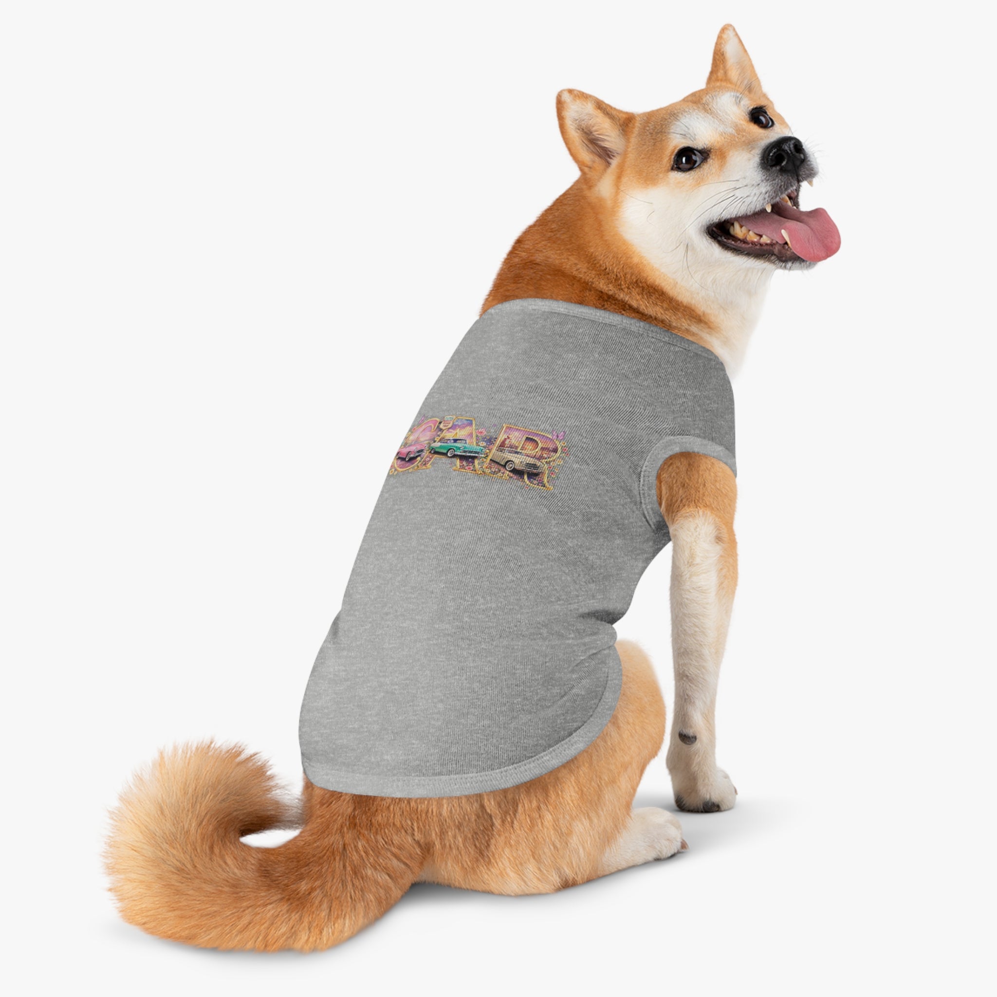 Classic Car Pet Tank Top – Retro 'Car' Graphic Dog Shirt