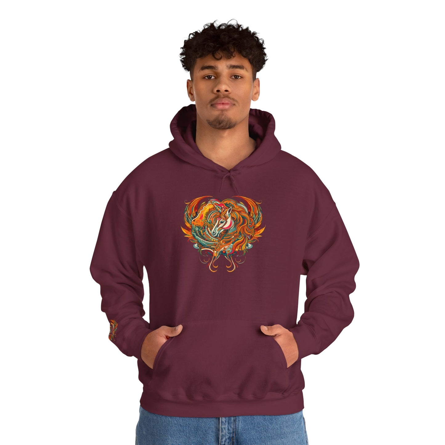 Colorful Heart Design Hooded Sweatshirt, Cozy Sweatshirt, Unisex Pullover, Gift for Him, Gift for Her, Casual Wear, Layering Essentials