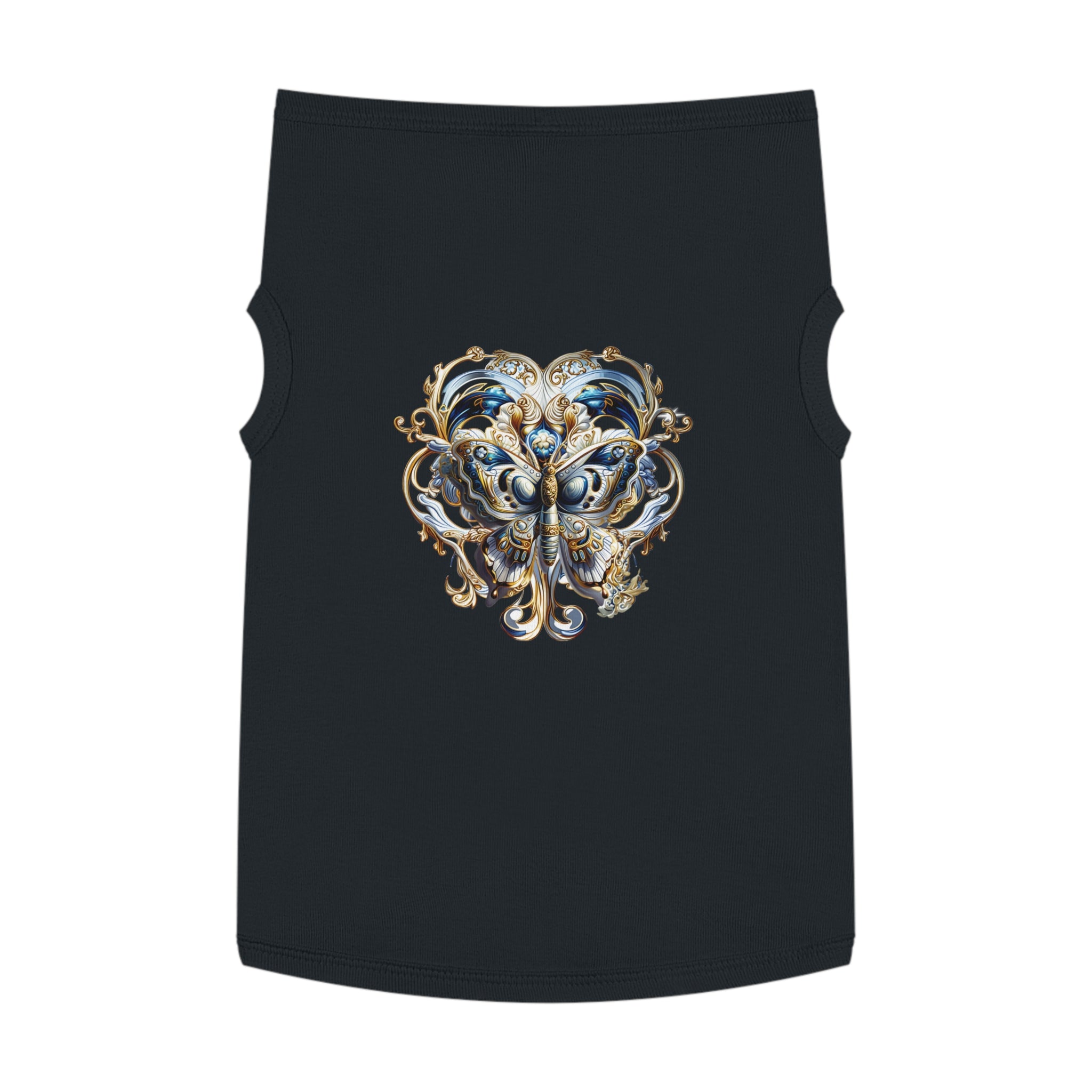 Pet Tank Top — Ornate Blue & Gold Butterfly Dog Shirt