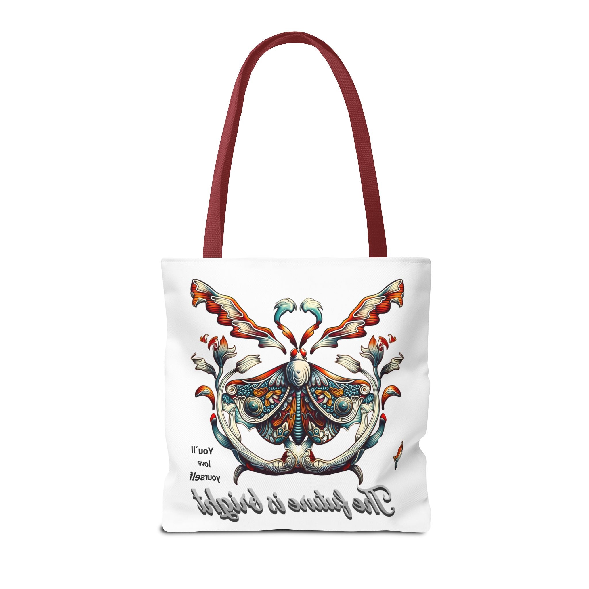 Bright Future Butterfly Tote Bag — Inspirational Floral Art AOP Tote
