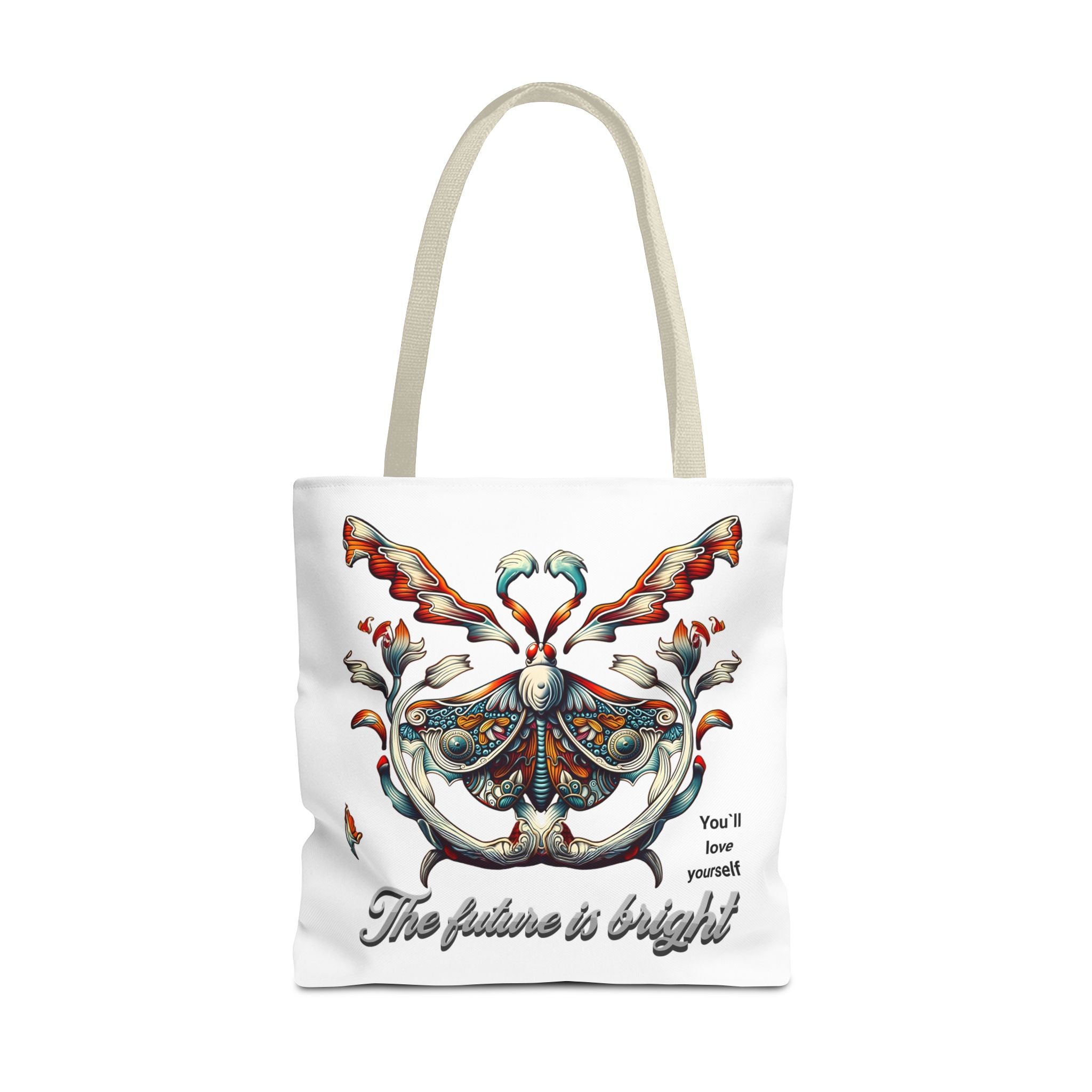 Bright Future Butterfly Tote Bag — Inspirational Floral Art AOP Tote