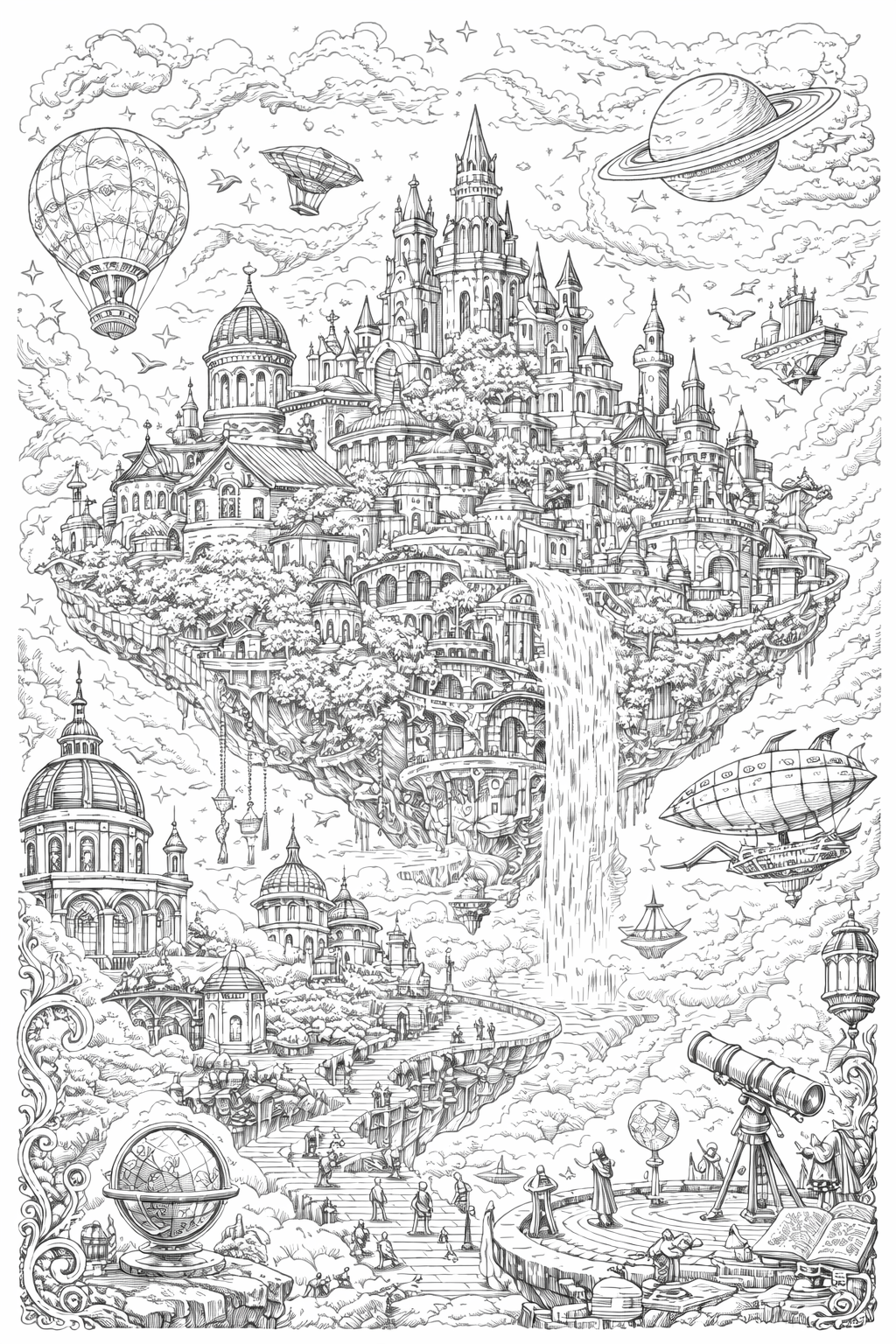 Celestial Whale – Fantasy Coloring Pages (10 Pack)
