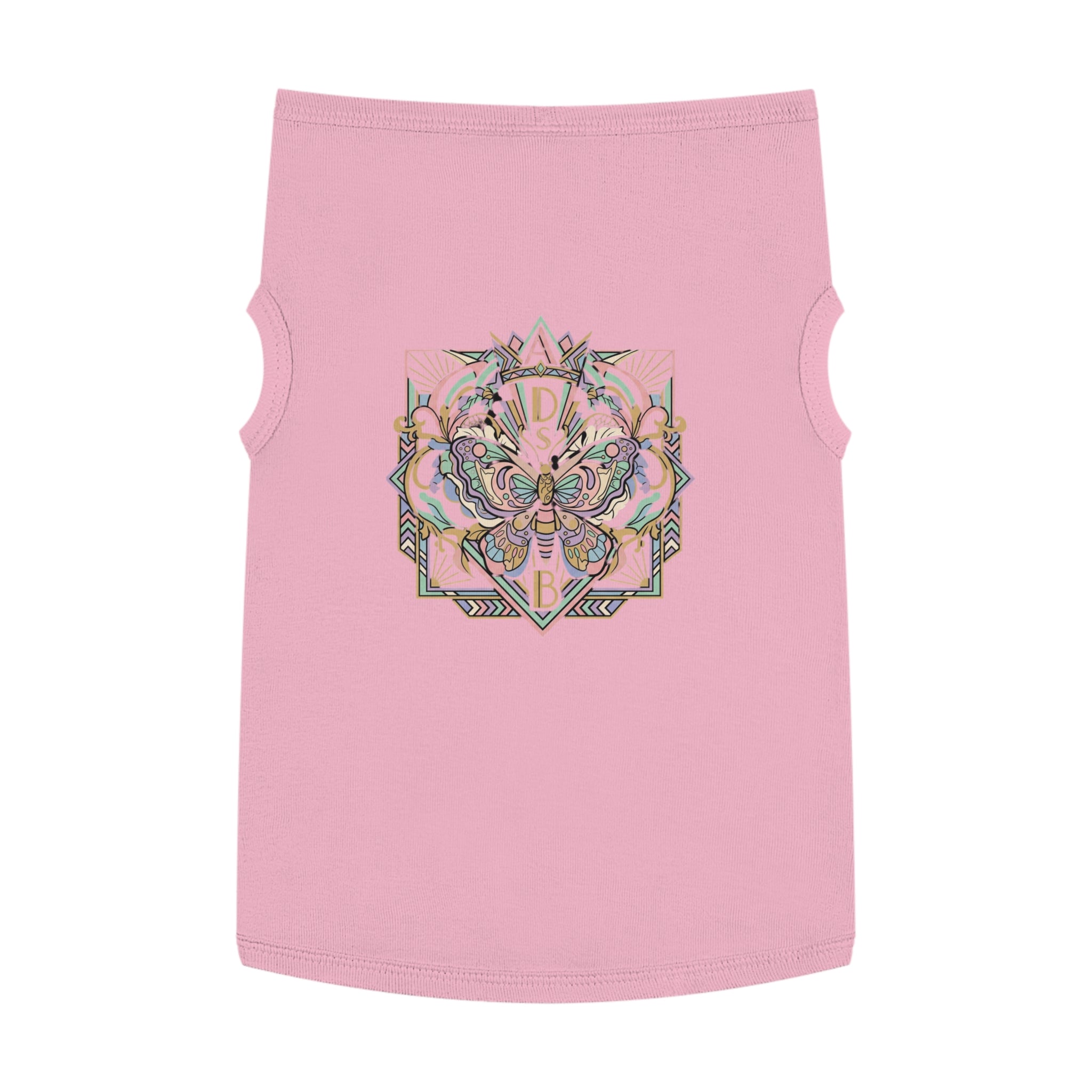 Butterfly Mandala Pet Tank Top — Pastel Geometric Dog Shirt