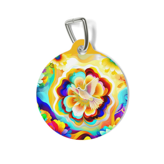 Vibrant Floral Pet Tag, Colorful Pet ID Tag, Dog Name Tag, Cat Identifier, Unique Pet Accessory, Gift for Pet Lovers