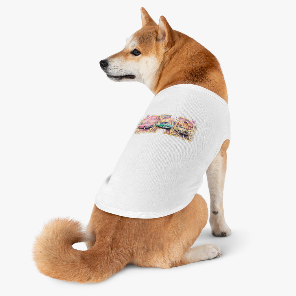 Classic Car Pet Tank Top – Retro 'Car' Graphic Dog Shirt
