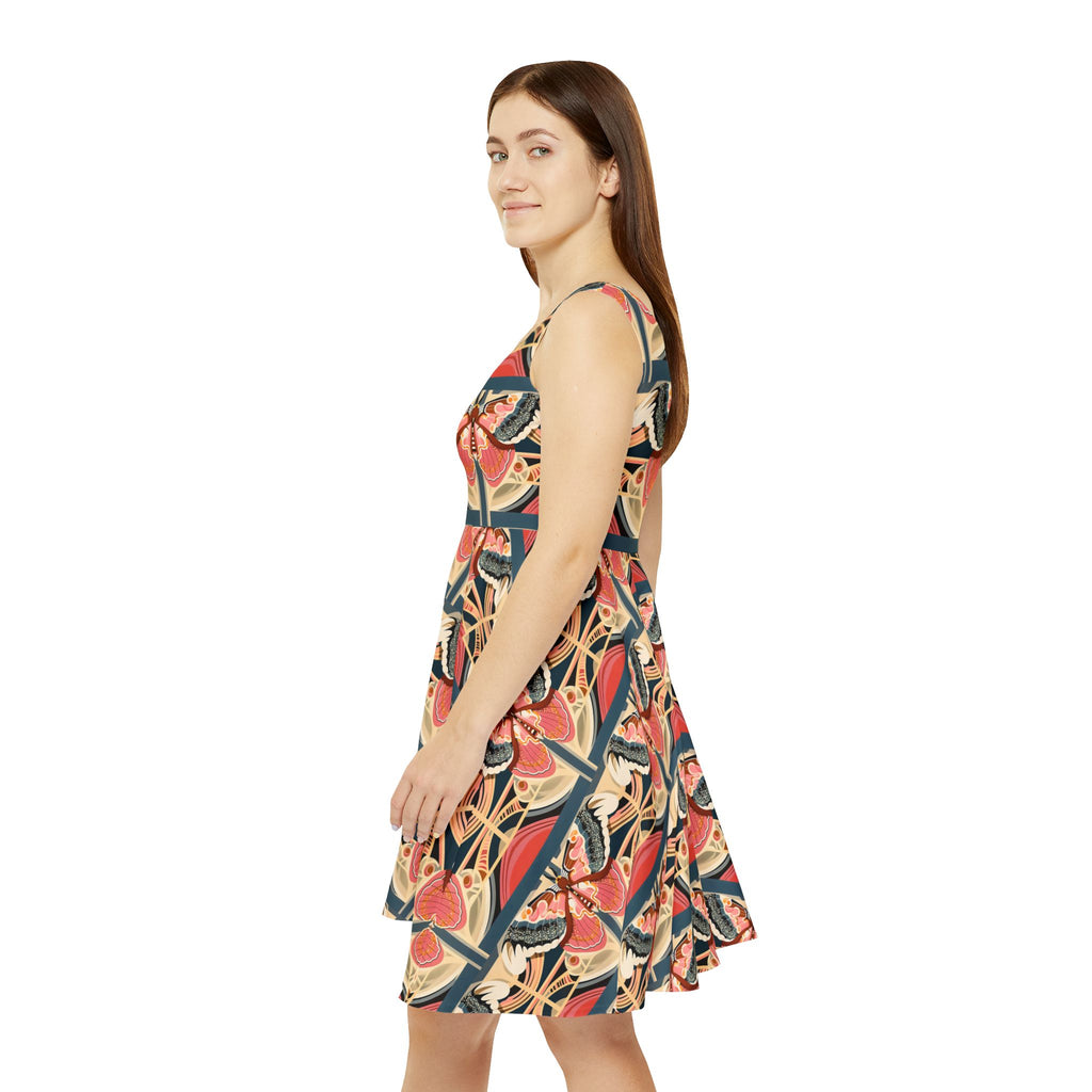 Butterfly Mosaic Skater Dress — Vintage Floral Print