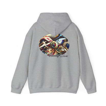 Artistic Unisex Heavy Blend Hoodie - Cozy Graphic Sweatshirt, Ideal for Casual Outfits, Unique Gifts, Streetwear Style, Comfortable Layering