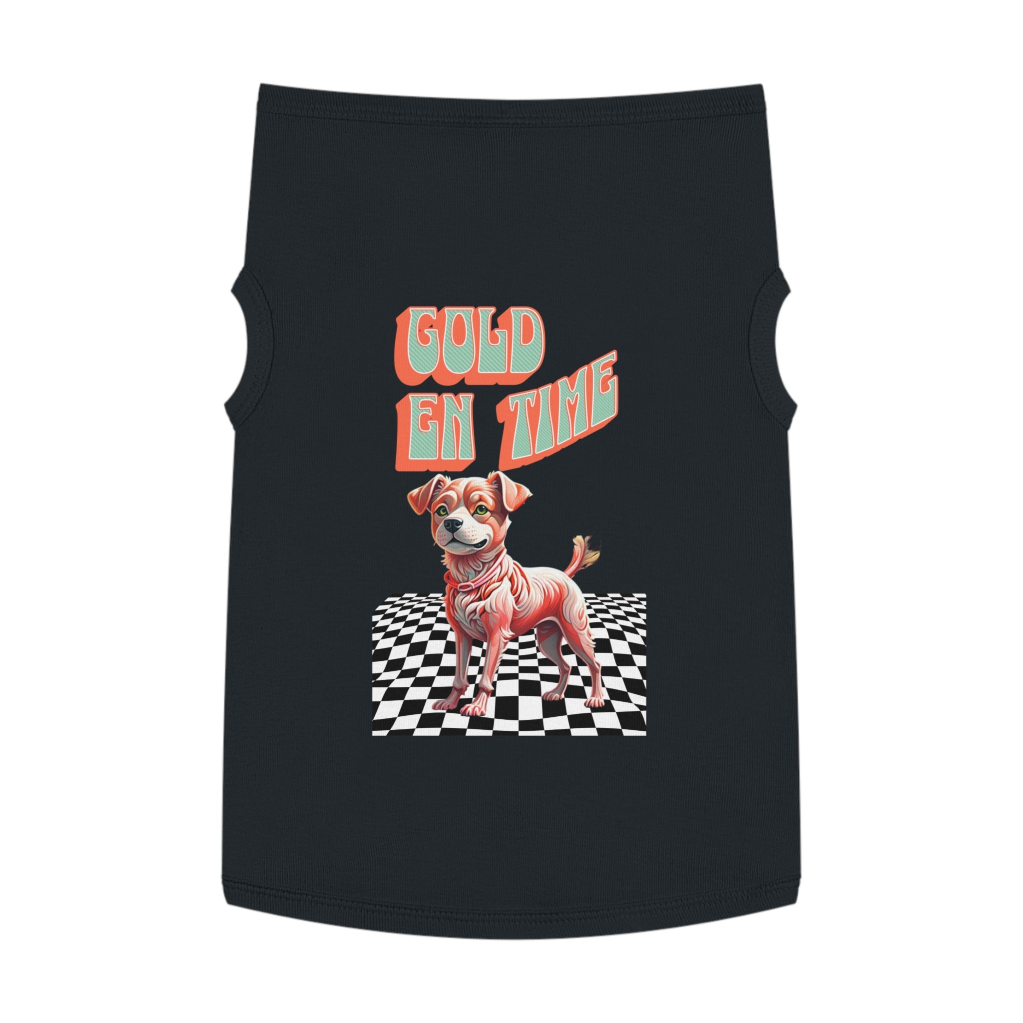 Playful Pet Tank Top - 'Gold en Time', Dog Summer Wear, Cute Pet Clothing, Dog Lover Gift, Fun Pet Apparel