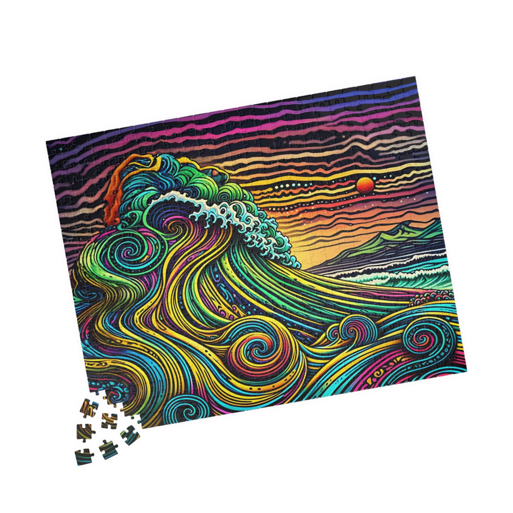Puzzle Set - Artistic Wave Ocean Scene, Relaxing Family Activity, Home Decor, 110-1014 Piece Options