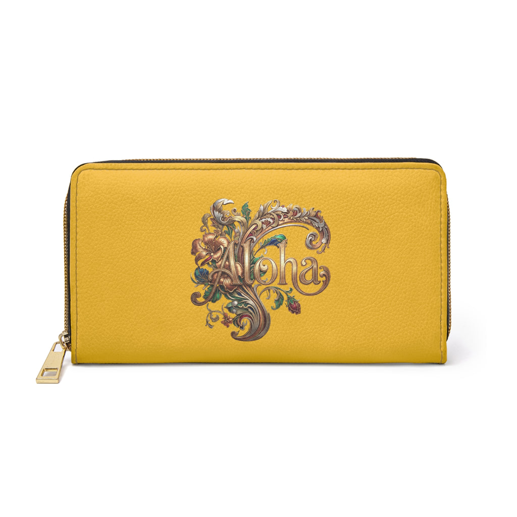 Aloha Vintage Zipper Wallet — Ornate Floral Hawaiian Design