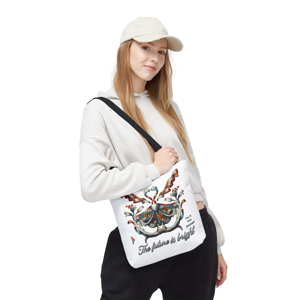 Bright Future Butterfly Tote Bag — Inspirational Floral Art AOP Tote