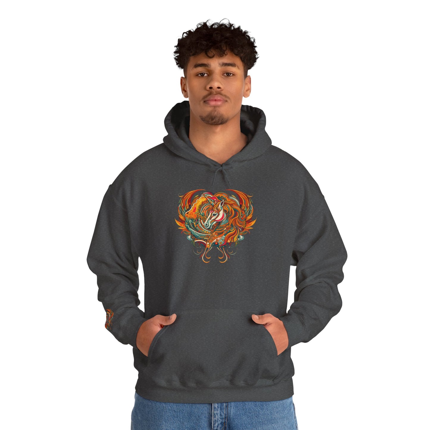 Colorful Heart Design Hooded Sweatshirt, Cozy Sweatshirt, Unisex Pullover, Gift for Him, Gift for Her, Casual Wear, Layering Essentials