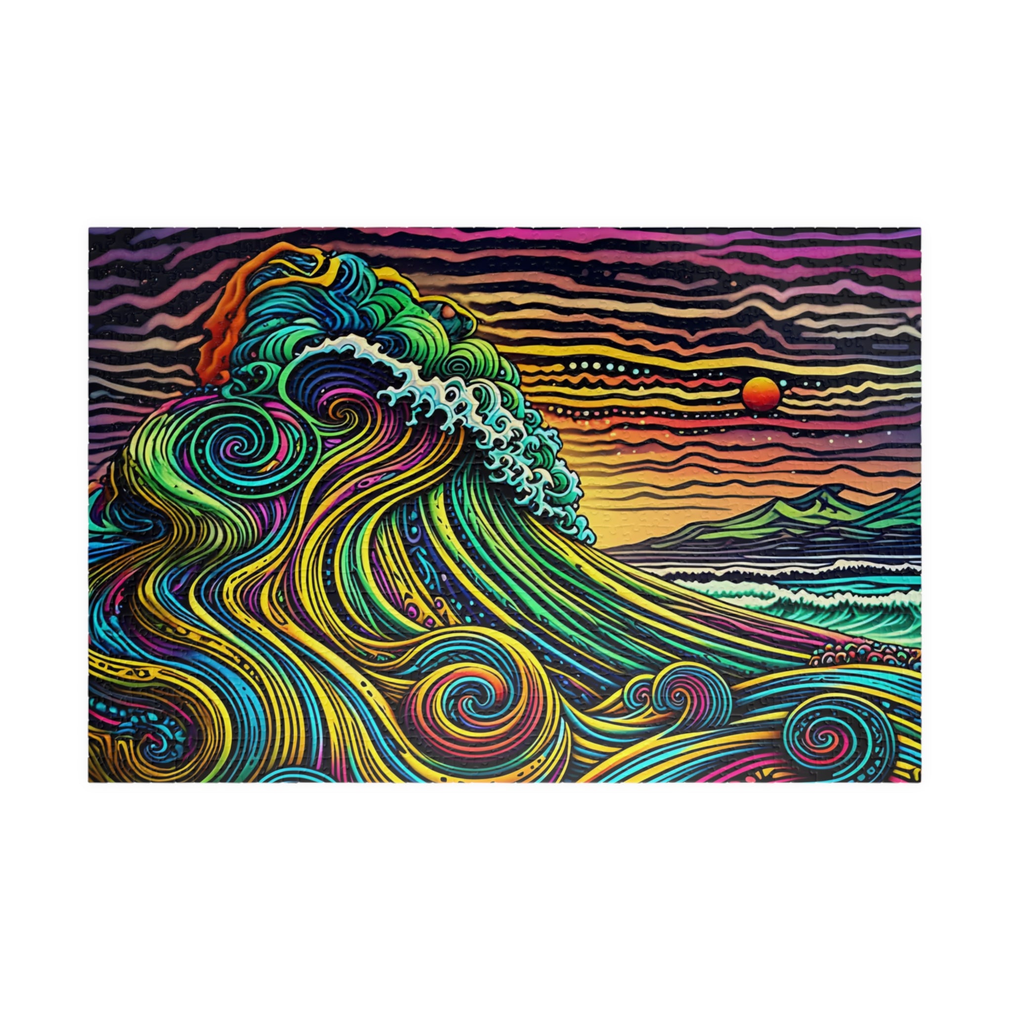 Puzzle artistico a forma di onda - Scena oceanica, regalo rilassante, attività per la famiglia, arredamento per la casa, opzioni da 110 a 1014 pezzi