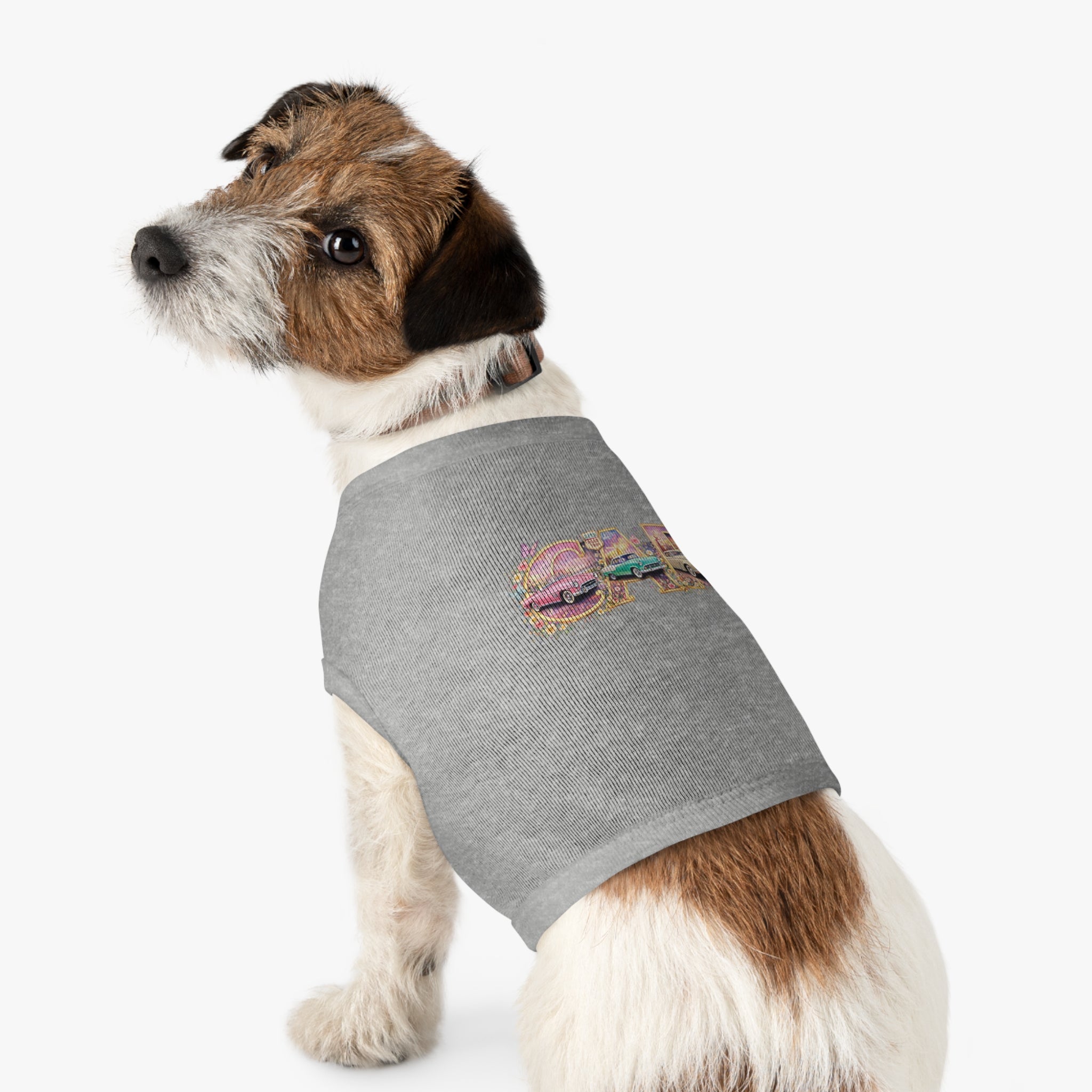 Classic Car Pet Tank Top – Retro 'Car' Graphic Dog Shirt