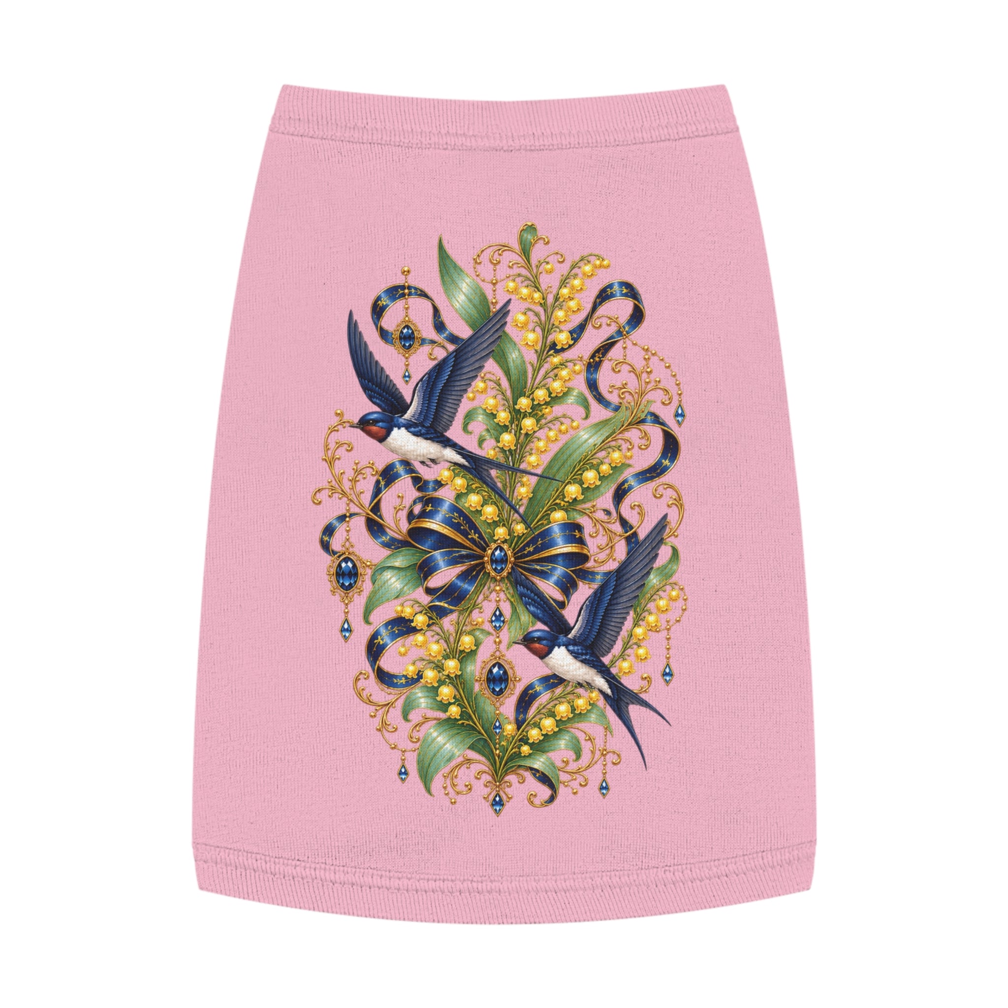 Pet Tank Top — Ornate Bluebird & Floral Jewel Print