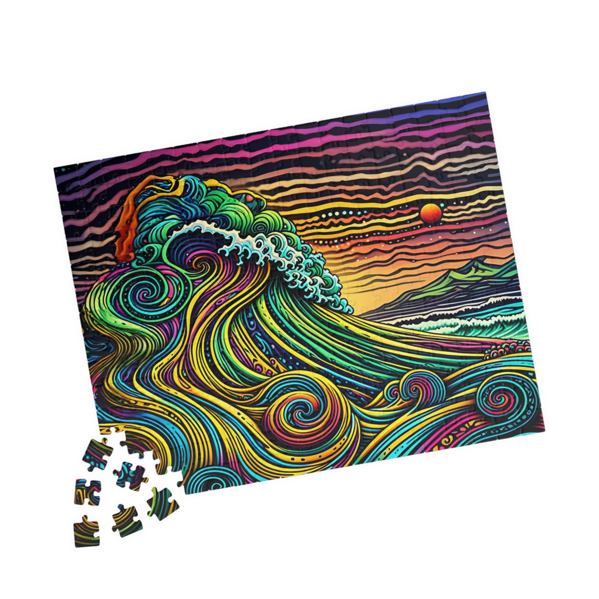Puzzle Set - Artistic Wave Ocean Scene, Relaxing Family Activity, Home Decor, 110-1014 Piece Options
