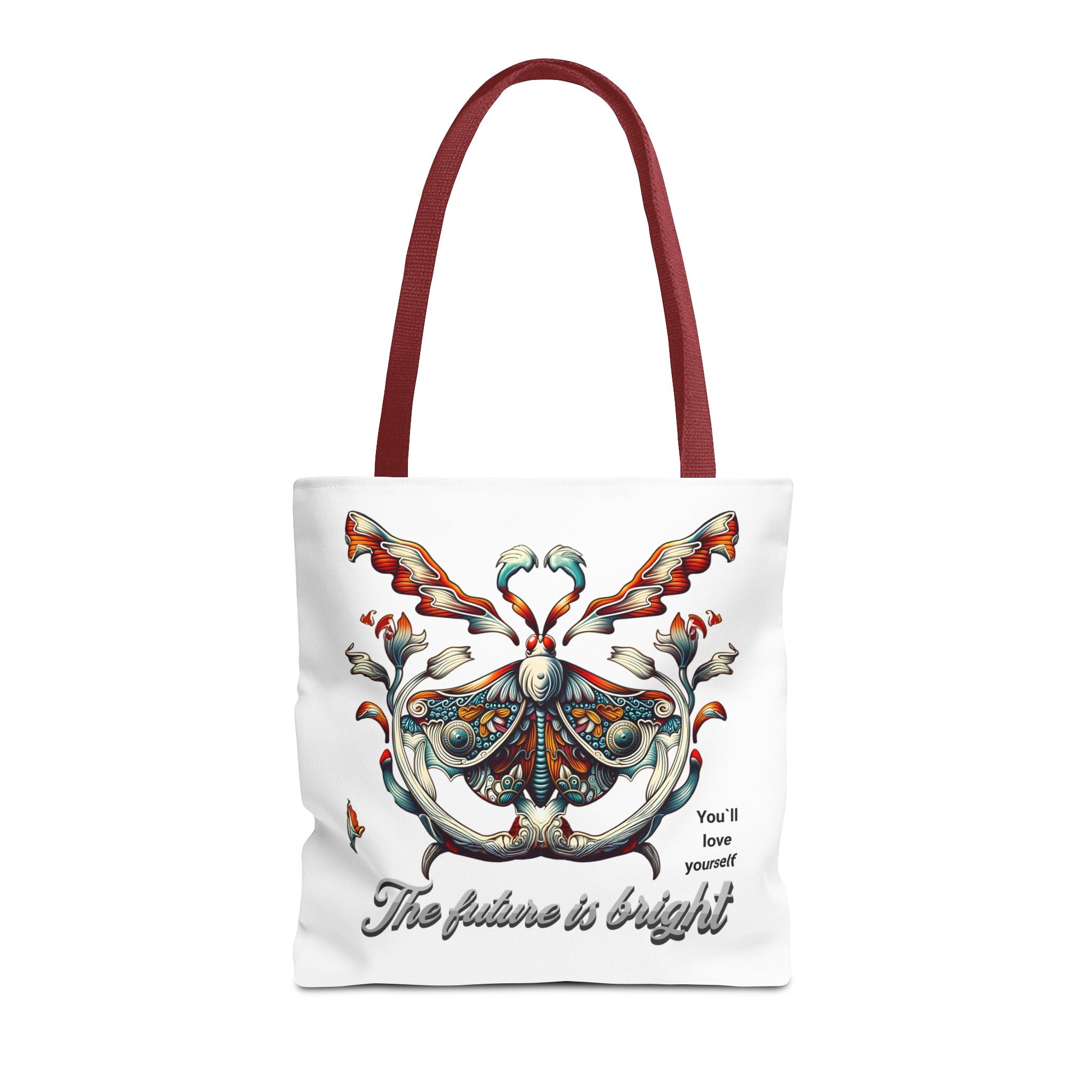 Bright Future Butterfly Tote Bag — Inspirational Floral Art AOP Tote