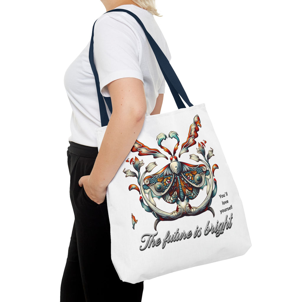 Bright Future Butterfly Tote Bag — Inspirational Floral Art AOP Tote