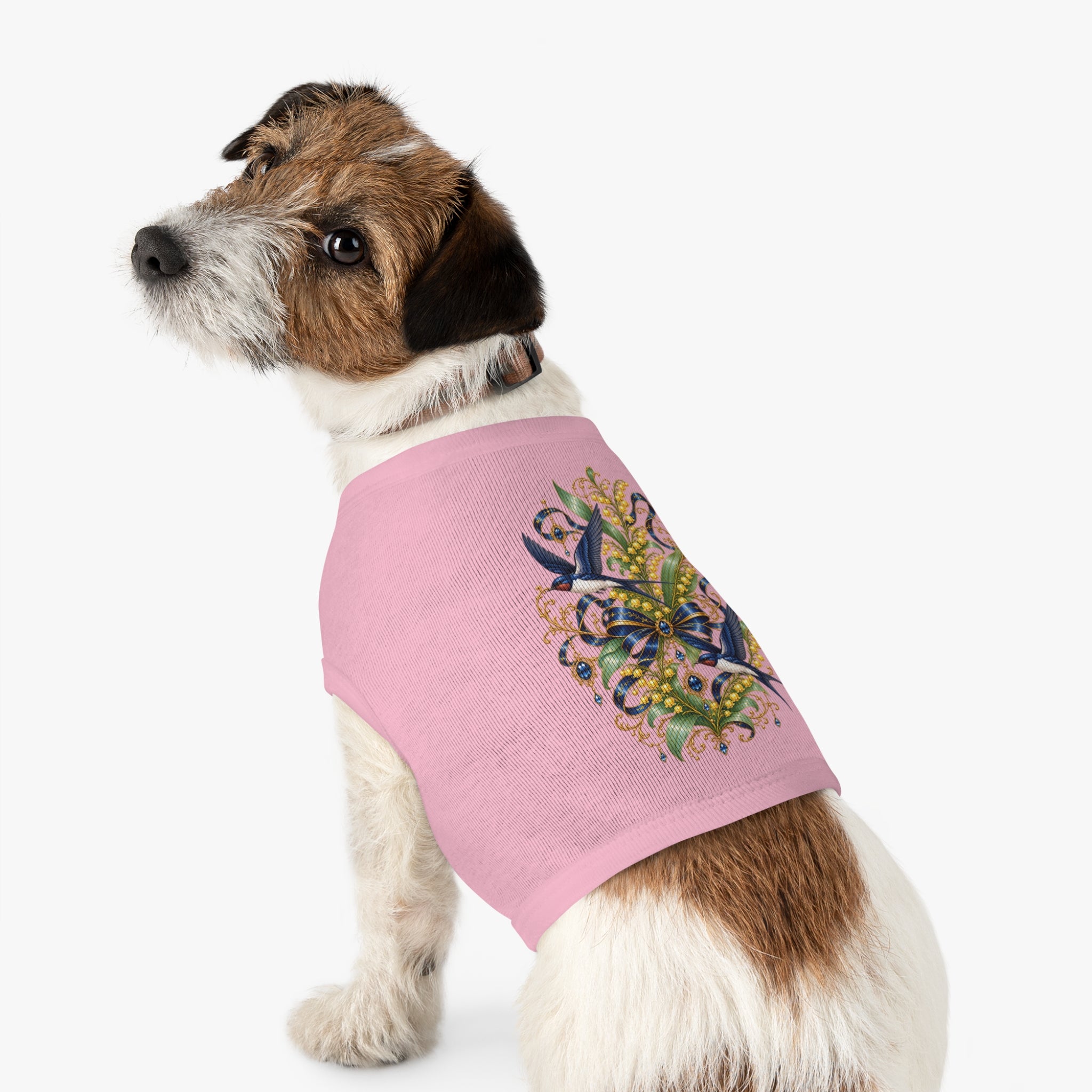 Pet Tank Top — Ornate Bluebird & Floral Jewel Print