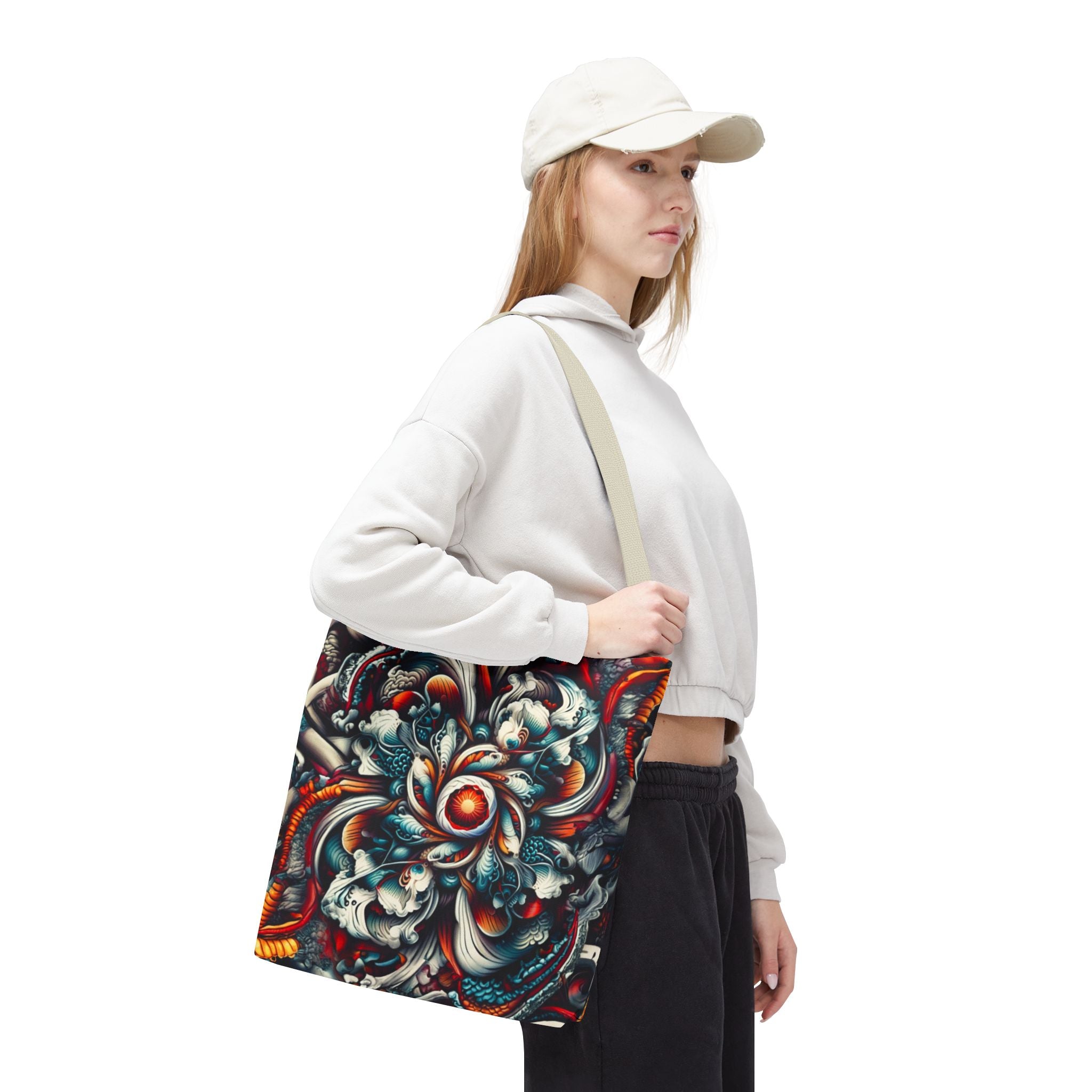 Artistic Tote Bag, Colorful Flower Design, Boho Style, Everyday Use, Eco-Friendly Gift, Travel Accessory