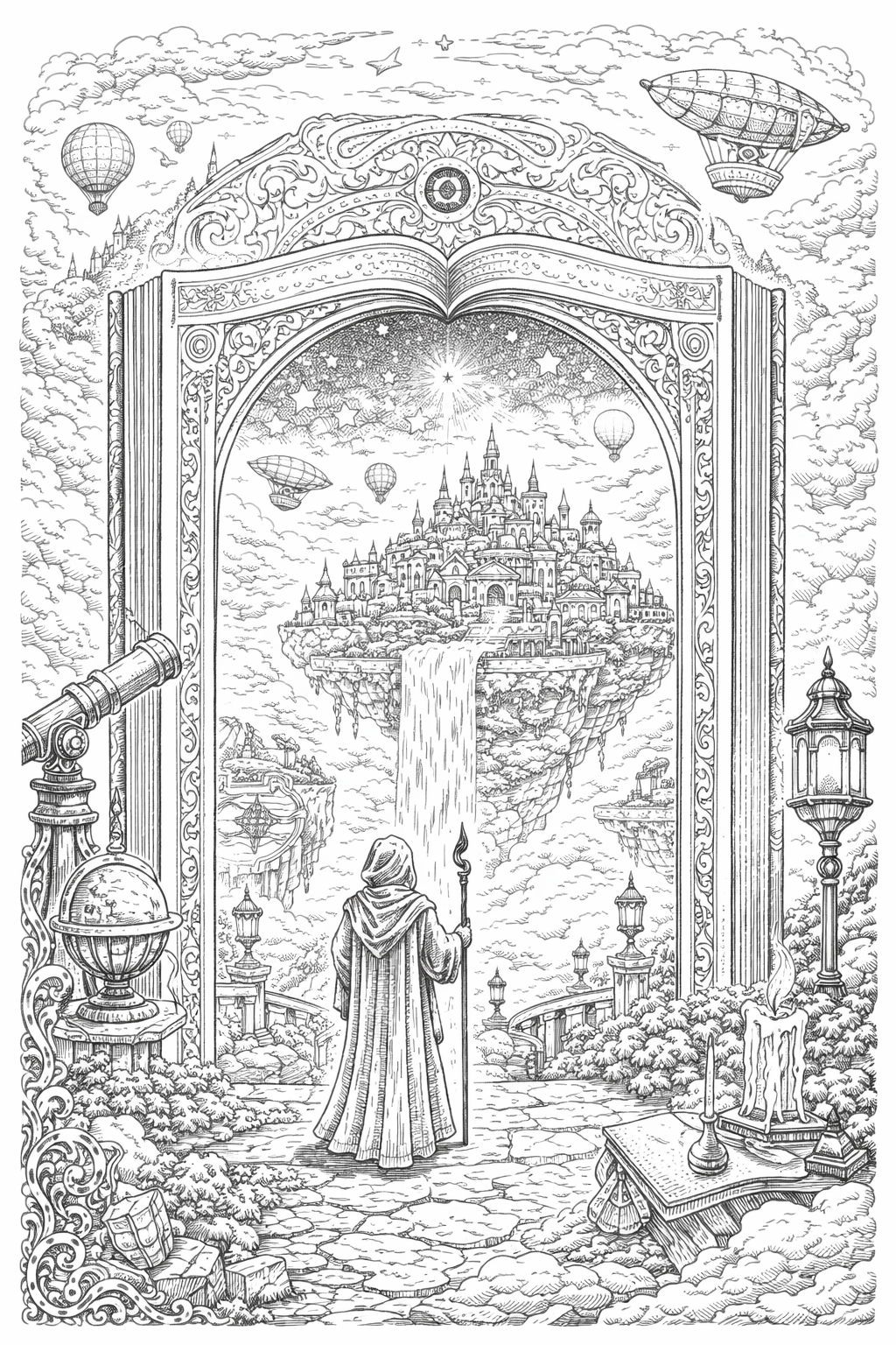 Celestial Whale – Fantasy Coloring Pages (10 Pack)
