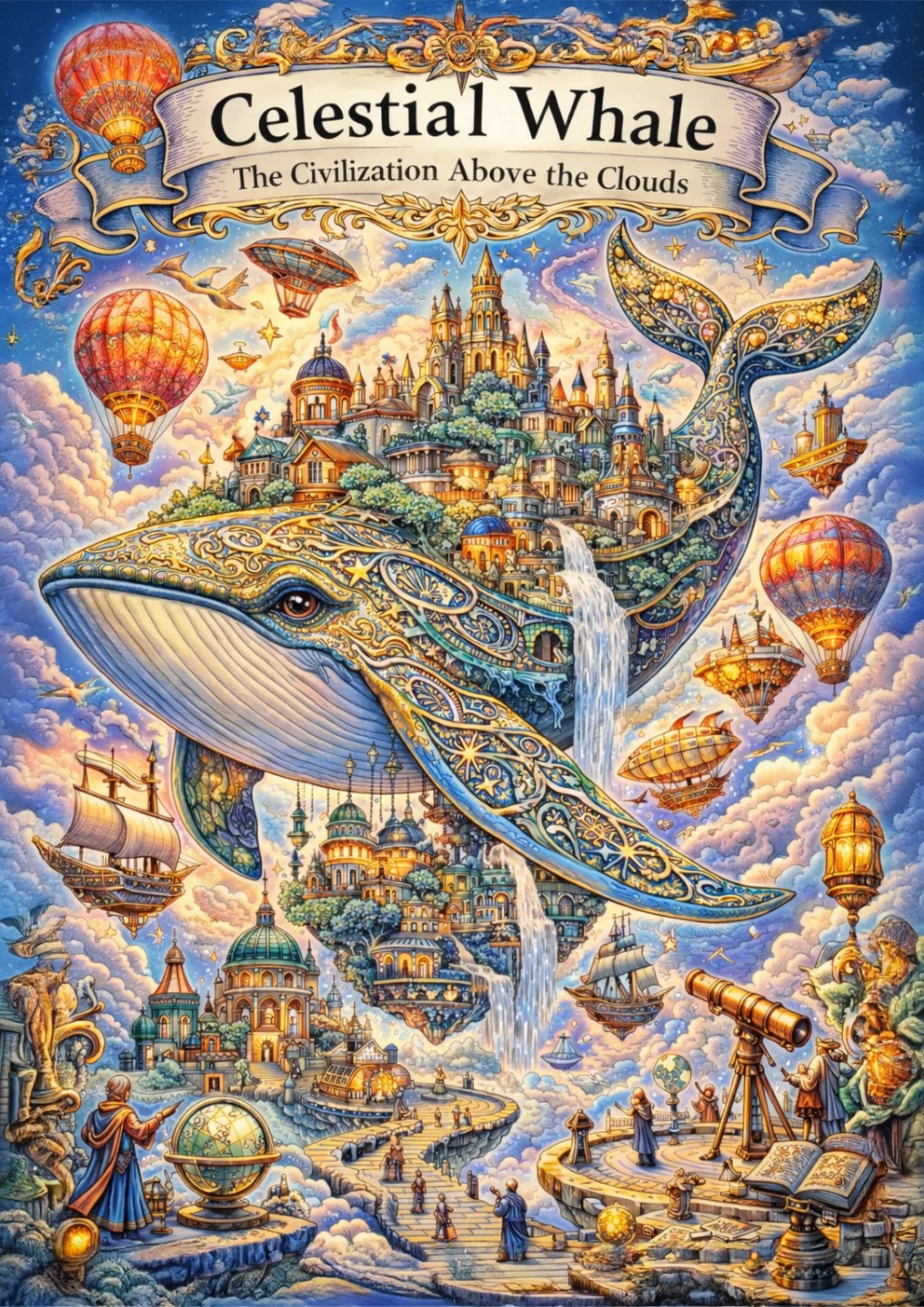Celestial Whale – Fantasy Coloring Pages (10 Pack)